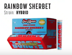 ICE Kream Donut THCP Preroll | 20 CT 2.25G | Rainbow Sherbet (Hybrid)